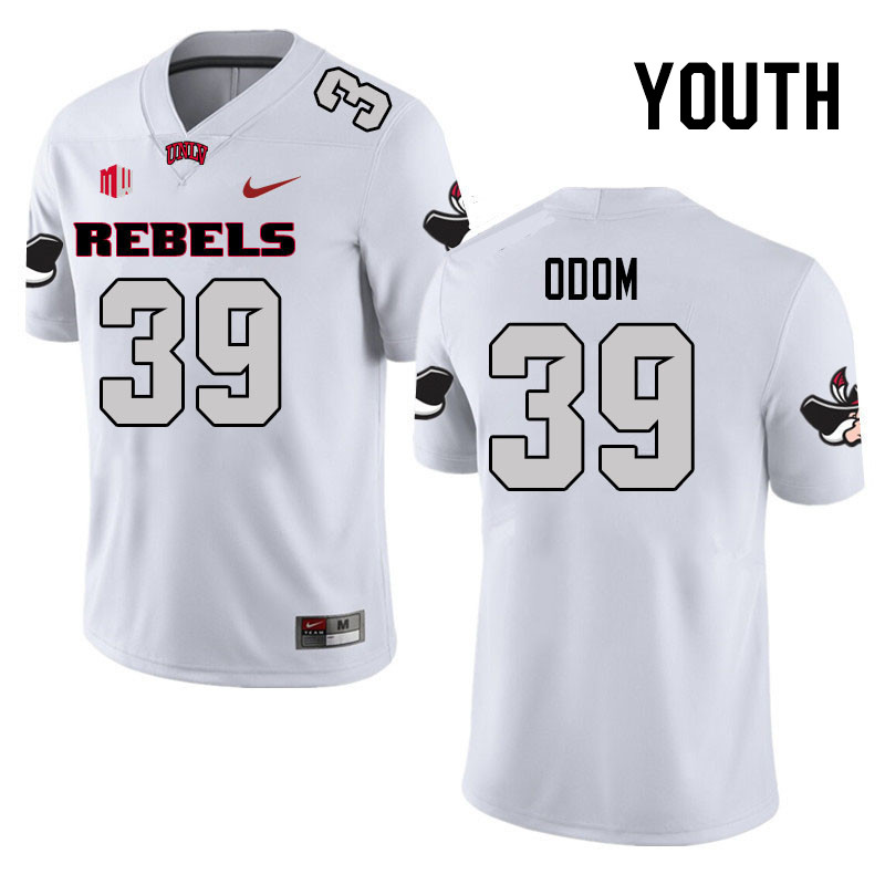 Youth #39 JT Odom UNLV Rebels College Football Jerseys Stitched Sale-White